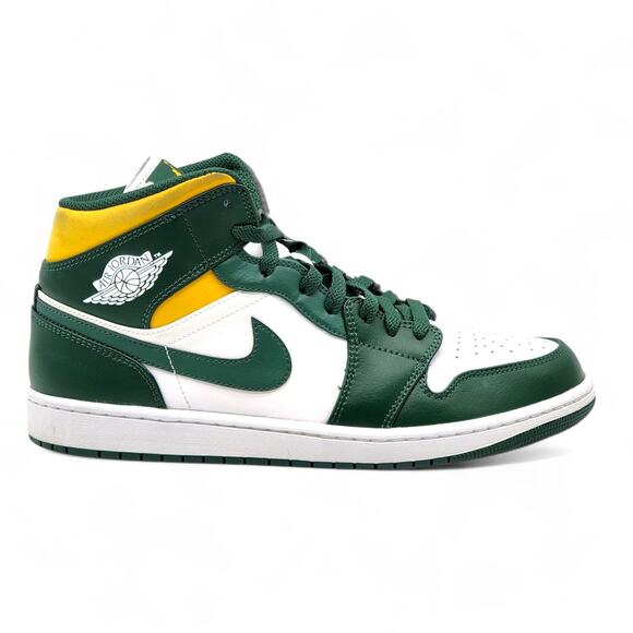 Nike Air Jordan 1 Mid 554724-371 Leather Sneakers Noble Green US 11 - New - Picture 3 of 12